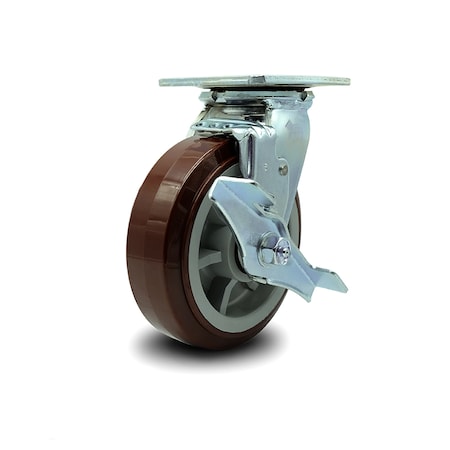 Service Caster CS6B Greenlee Swivel Caster with Brake - MA6065 GMX Cart Caster Replacement- SCC GRE-SCC-30CS620-PPUR-TLB